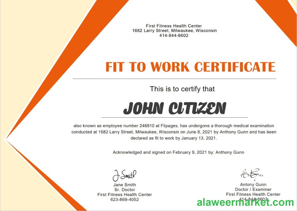 USA Medical Fitness cert